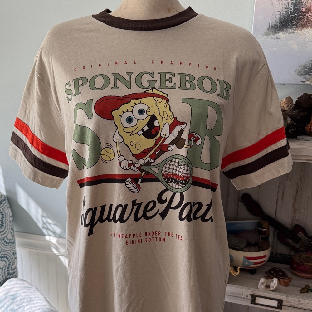 SpongeBob SquarePants Tennis Tee with Red and Brown Accents